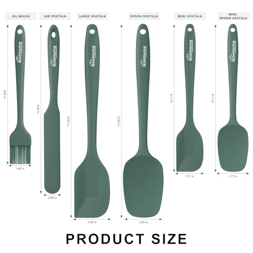 NileHome 6 Pieces Silicone Spatula Set with Silicone Brush,Mixing-Green - color: Green