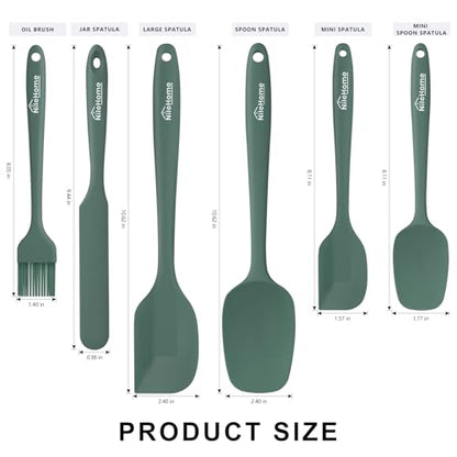 NileHome 6 Pieces Silicone Spatula Set with Silicone Brush,Mixing-Green - color: Green