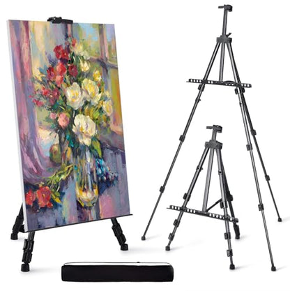 Artify Easel Stand for Sign, Adjustable Double-Tier Portable Art Easel Stand, Height Adjustable from 22-66 Inches, Tripod Display Easel for Painting and Sign, Includes Carrying Bag, 66 Inches, Black - style: 66''B, 1-pack