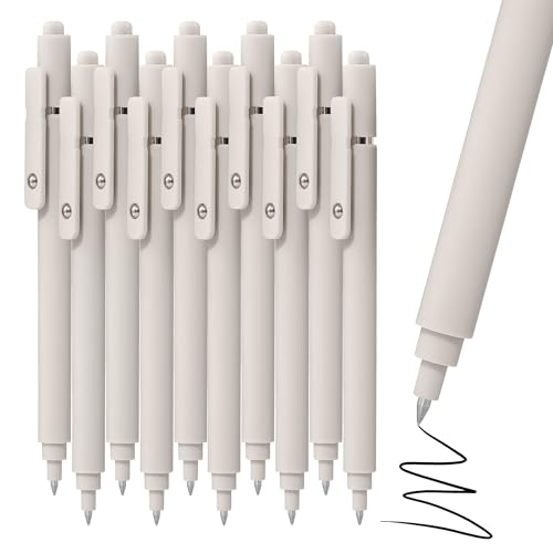 Gel Pens, 0.5mm Black Ink Quick Dry Ball Point Pens, Fine Point Smooth Writing Pens, Cute Aesthetic Gifts Set for Men Women Journaling, Office School Stationery Supplies - color: 10 Pcs Beige-Black Ink