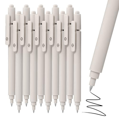Gel Pens, 0.5mm Black Ink Quick Dry Ball Point Pens, Fine Point Smooth Writing Pens, Cute Aesthetic Gifts Set for Men Women Journaling, Office School Stationery Supplies - color: 10 Pcs Beige-Black Ink