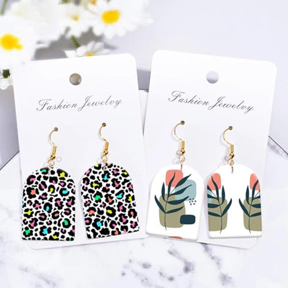 20 Sheets Clay Transfer Paper for Earrings & Polymer Clay, 4 Designs Water Transfer Paper for Polymer Clay Jewelry Necklaces Pendants DIY Craft Supplies Zebra Leopard Leaf Female Hair Styling Pattern - color: 4 Designs