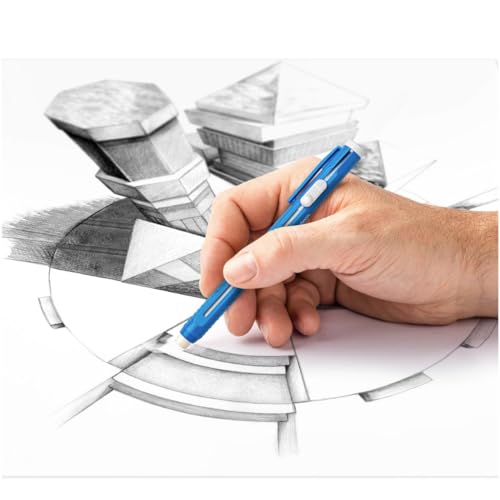 STAEDTLER 6-Pack Mars Plastic Eraser Pen with Refillable Holder, German-Made Eraser for Pencils, Smudge-Free & Tear-Free Precision, Retractable Design with Clip, Blue, 6 Count | Latex-Free Erasers, Replacements for Refillable Holder, Home, School & Office