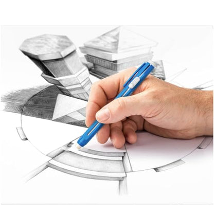 STAEDTLER 6-Pack Mars Plastic Eraser Pen with Refillable Holder, German-Made Eraser for Pencils, Smudge-Free & Tear-Free Precision, Retractable Design with Clip, Blue, 6 Count | Latex-Free Erasers, Replacements for Refillable Holder, Home, School & Office