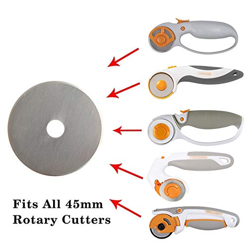 Rotary Cutter Blades 45mm 10 Pack by KISSWILL, Fits Fiskars, Olfa, Martelli, Dremel, Truecut, DAFA Rotary Cutter Replacement for Quilting Scrapbooking Sewing Arts &Crafts, Sharp and Durable - color: 45MM Round hole Blades
