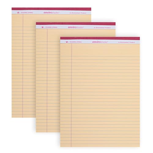 ROARING SPRING Enviroshades Ivory Legal Pads, 3 Pack, Legal Ruled Recycled Colored Writing Note Pads, 8.5" x 11", 50 Sheets, Perforated Paper, Made in USA, Memo Pad For School & Office - color: Ivory, style: 3 Pack