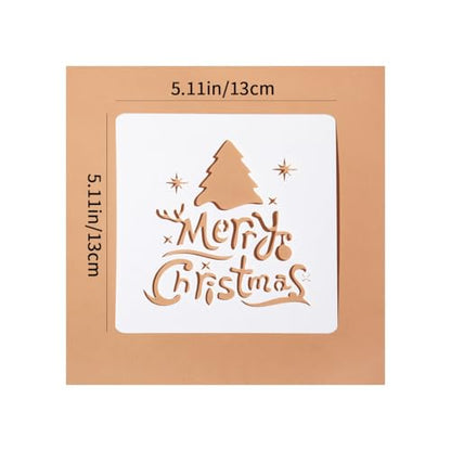 12 Pcs Christmas Stencils Reusable Painting Stencils, for Wall, Scrapbook, Xmas Greeting Card, DIY Project Drawing Aids