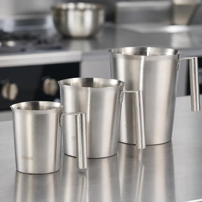 18/8 Stainless Steel Measuring Cup with Round Handle and Pour Spout, Heavy Duty Kitchen Food Prep Cup for Cooking, Baking, Coffee and Bar Use, 16 OZ (2 Cup, 500 ML) - color: Round Handle, size: 16 OZ (2 Cup, 500 ML)