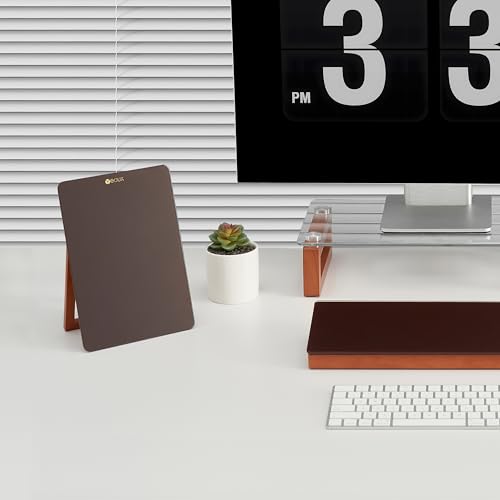 Yeoux Desk Glass Dry Erase Board with Reversible Wood Stand 9.5"x6.7" - color: Cherry-burgundy Red