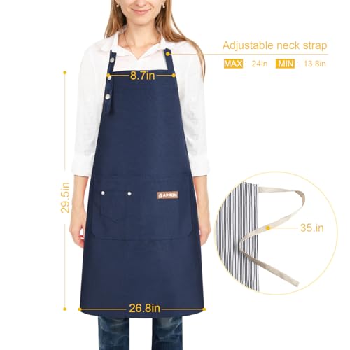 2 Pack Kitchen Cooking Aprons, Adjustable Bib Soft Chef Apron with 2 Pockets for Men Women - color: Black