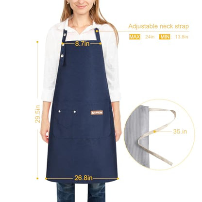 2 Pack Kitchen Cooking Aprons, Adjustable Bib Soft Chef Apron with 2 Pockets for Men Women - color: Red