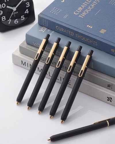 SUNEE Gel Pens, 6 Pack 0.5mm Pens Fine Point Smooth Writing Pens with Quick-Dry Black Ink, Cute Aesthetic School Office Note-Taking Pens for Journaling - Black - color: Black, style: 6 Pack