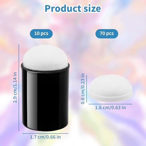 80 PCS Finger Sponge Daubers Set - Includes 10 Durable Finger Daubers + 70 Replacement Sponges for Car Freshie-Making, Finger Painting Sponge Craft Drawing, Finger Face Paint Sponges Painting