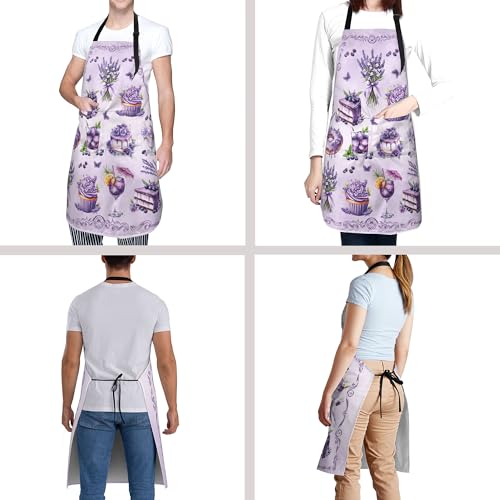 Funny Apron Polyester Grooming Aprons with Pocket for Cooking Kitchen Grilling Adults - color: Sweet Cake Purple
