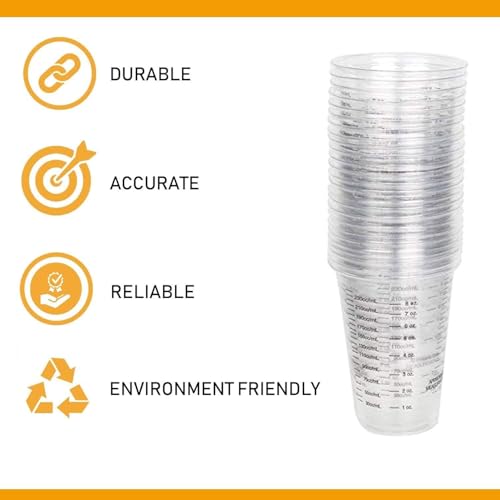 CANOPUS Measuring Cups, Mixing Cups for Epoxy and Resin, Graduated Paint Mixing Cups, Disposable Plastic Mixing Cups for Automotive and Art Projects, 10 ounce (1/2 Pint), 300 cc (Pack of 25) - size: 10oz