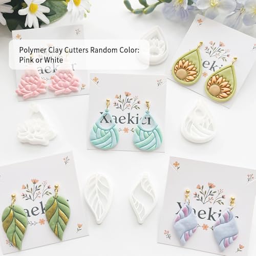 Xaekicr 9 Pcs Boho Polymer Clay Cutters with Hole - Lotus, Leaf & Mandala Shape Jewelry Making Tools for Earrings & Pendants, Soft Clay Molds - color: 2C color