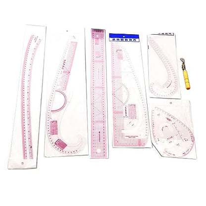 7PCS French Curve Ruler Set, High Accuracy Complete Tools Hip Curve Ruler with Scale, Sewing Ruler | Sewing Tools | Sewing Rulers | Craft Ruler for Beginners Tailors Pattern