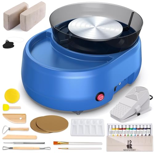 Pottery Wheel for Kids and Beginner - Upgraded Pottery Wheel with 6" Turntable with Two-Way Rotation, 2.2lb Clay, Art Supplies Sculpting Tools, Christmas Craft Gifts for Teens Kids Adults (Blue) - color: Blue 02