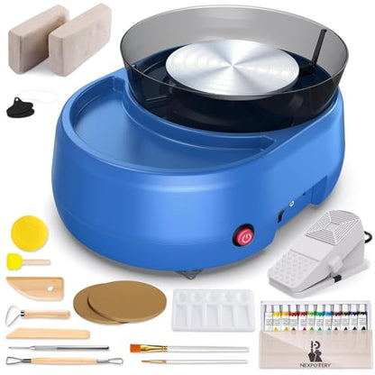Pottery Wheel for Kids and Beginner - Upgraded Pottery Wheel with 6" Turntable with Two-Way Rotation, 2.2lb Clay, Art Supplies Sculpting Tools, Christmas Craft Gifts for Teens Kids Adults (Blue) - color: Blue 02
