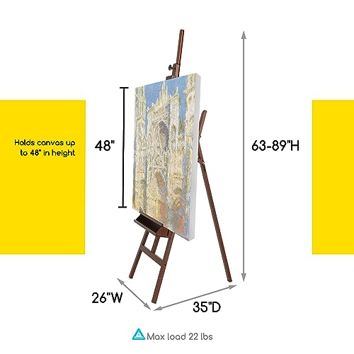 MEEDEN Large Painters Easel Adjustable Solid Beech Wood Artist Easel, Studio Easel for Adults with Brush Holder, Holds Canvas up to 48" - Walnut - color: Walnut