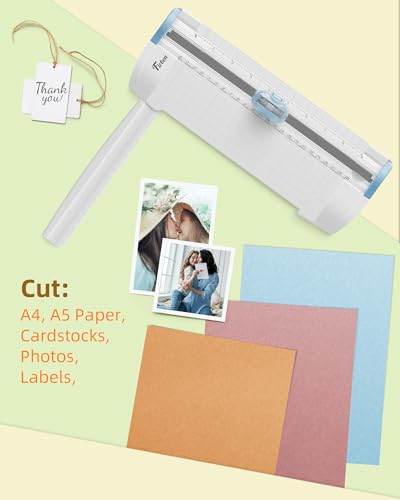 Firbon 3-in-1 Paper Cutter, 9“ Compact A5 Paper Trimmer - color: Blue