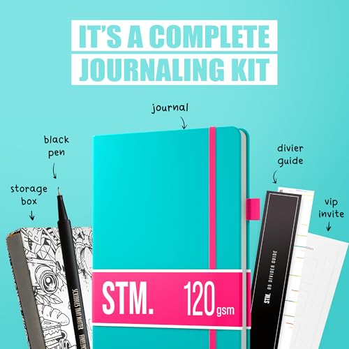 Bullet Dotted Journal Dot Grid Notebook | A5 Daily Journaling Notebooks for Personal Writing, Work, Women | 120gsm Thick Paper, Hard cover, Lay Flat Binding | 5x7 Journals Cuaderno Libretas de apuntes - color: Aqua, style: Pro (120gsm)