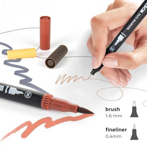ZSCM QUALITY DECIDES THE FUTURE Skin Tone Duo Tip Marker Pens, 12 Fine & Brush Tip Pen For Adult Coloring Books - color: 12 Skin