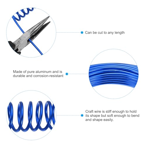 PATIKIL 32.8ft Aluminum Wire, 1pcs Jewelry Wire Aluminum Craft Wire 2mm 12 Gauge Wire Metal for Jewelry Making Beading Crafting Pendants Art, Blue - color: Blue, size: 2mm