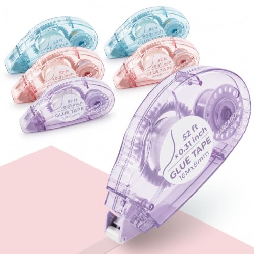 MARCADORUS Double Sided Tape Roller, Scrapbook Glue Tape 6 Pack, Extra-Long | 52 Ft x 0.31 In Each, 312 Ft Total; Permanent, Acid-Free, Photo-Safe Tape for Scrapbooks, Journals, Cards & Crafts - size: 52.5 Ft x 0.31 In : 6 Pack