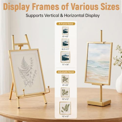 Gold Metal Easel Stand & 17" Adjustable Tabletop Easel Stand for Display