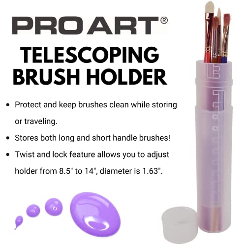 Pro Art Telescoping Brush Holder, Round, 8.5 by 14-Inch - style: Round Telescroping Brush Case