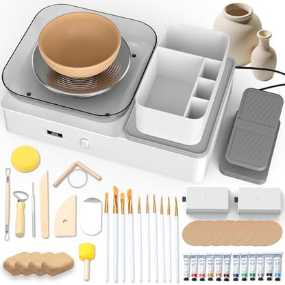 Skirfy Pottery Wheel for Adults Kids,Clay Craft Set for Ages 6-12 - color: White