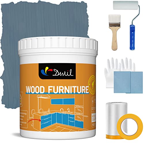 DWIL Acrylic Wood Paint for Furniture - Semi-Gloss Paint Suitable for Wood Surface Renovation, Water-Based All match Paint, Non-Toxic & Odorless, Eco-Friendly & Healthy (32OZ, Grey Blue) - color: Grey Blue