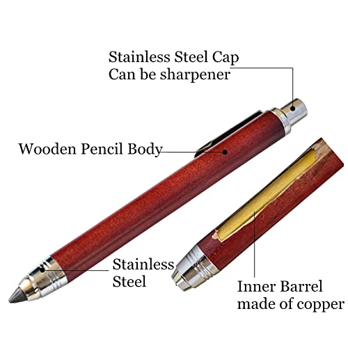 5.6mm Lead Holder Sketching Mechanical Pencil Retractable Drawing Charcoal Pencil Automatic Wooden Sketch Pencil with Gift Box for Artists Beginners Engineers Graphing Crafting School Art Supplies - color: 5.6mm Burlywood Mechanical Pencil with Gift Box