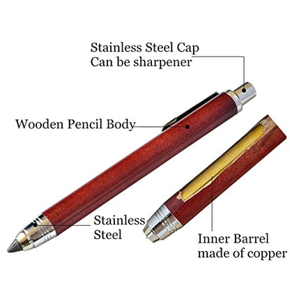 5.6mm Lead Holder Sketching Mechanical Pencil Retractable Drawing Charcoal Pencil Automatic Wooden Sketch Pencil with Gift Box for Artists Beginners Engineers Graphing Crafting School Art Supplies - color: 5.6mm Burlywood Mechanical Pencil with Gift Box