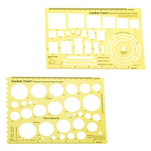 Garden Tutor Multiscale Garden & Landscape Design Templates 2 Precision-Cut Translucent Yellow Architectural & Drafting Tools for Garden, Yard & Landscape Design