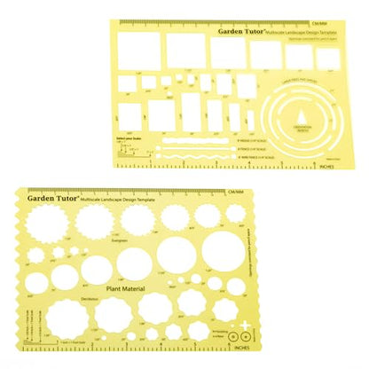 Garden Tutor Multiscale Garden & Landscape Design Templates 2 Precision-Cut Translucent Yellow Architectural & Drafting Tools for Garden, Yard & Landscape Design