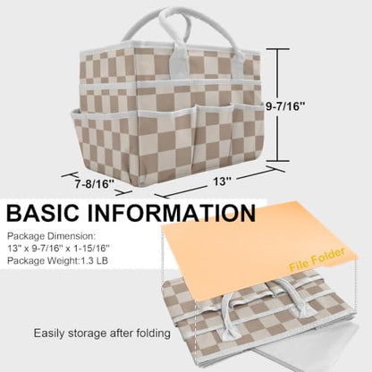 Cupohus Art Organizer Craft Storage Tote Bag with Handles Checkered - color: Checkered