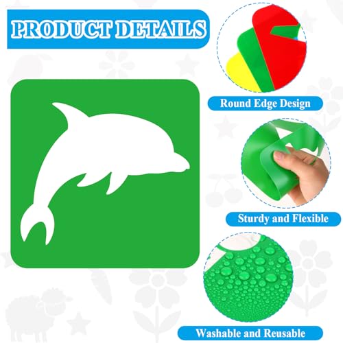 36pcs Drawing Stencils for 8 Inch Sidewalk Chalk Stencils Painting Large Washable Reusable Themed Shape Template - style: Learning