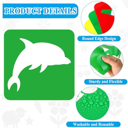 36pcs Drawing Stencils for 8 Inch Sidewalk Chalk Stencils Painting Large Washable Reusable Themed Shape Template - style: Learning