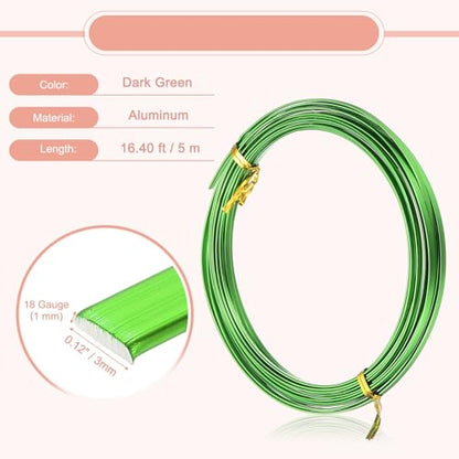 uxcell 18 Gauge Flat Aluminum Wire, 16.40 ft 3mm Wide Aluminum Crafts Wire for Flower Bonsai Crafts Carving DIY Bezel Sculpting Gem Metal Wrap, Dark Green - color: Dark Green, size: 3mm
