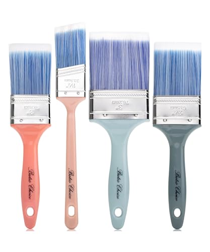 Bates Vintage Color Plastic Handle Paint Brushes - 4 Pack, Stain & Furniture Brushes, Ideal for Walls & Painting - color: Vintage Plastic Handle, size: 4 Pack, 1.5", 2", 2.5", 3"