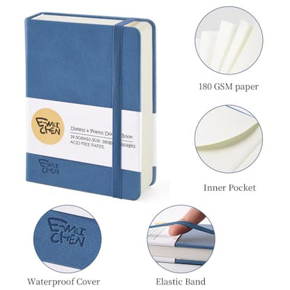 5.7x4.1" Hardcover Mixed Media sketchbook,Pocket Junk Journal Supplies - color: PU Cover-5.7x4.1in-Dark Blue