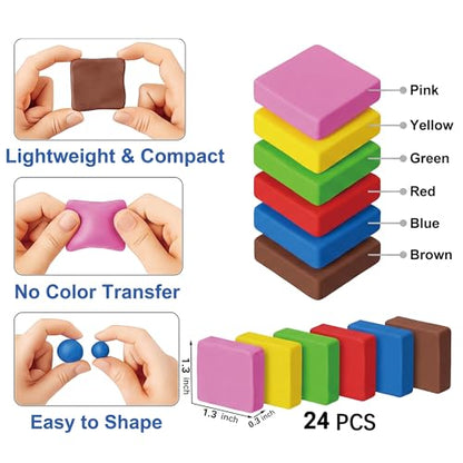 24 pcs Scented Kneaded Erasers Set, Kneadable Art Erasers in Individual Plastic Cases, Soft Moldable Drawing Eraser for Sketching, Charcoal, Graphite, Clean Erasing Stationery (24, Soda Theme) - color: Soda Theme
