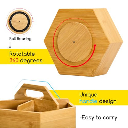 MEEDEN Rotating Art Supply Organizer: Bamboo Pen & Pencil Holder for Desk
