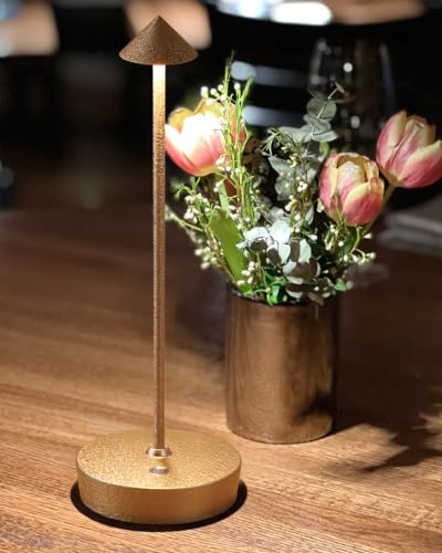 LED Cordless Table Lamps Rechargeable 6000mAh Battery Operated Desk Lamp | Outdoor Waterproof Portable 3 Color Touch Dimmable Table Light for Patio Restaurant Dining Home Set of 2 Capacitor Gold - color: 2Pack Glacier Gold
