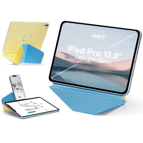 MOFT Dynamic Folio Tablet Stand for iPad Pro 12.9" 6th/5th/4th | 20+ Viewing Angles | Magnetic Stand | Ultra Thin & Slim | Portable | Two Tone | Seamless Snap-on - color: Panna Cotta x Faded Jeans, size: iPad Pro 12.9"(6th 2022/5th 2021/4th 2020)