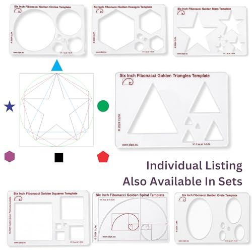 Fibonacci 6" Triangle Drawing Template, Golden Ratio Stencil | Australian Designed and Made; Geometric Stencil for Art; Drafting and Quilting; PETG - style: 6" Triangle