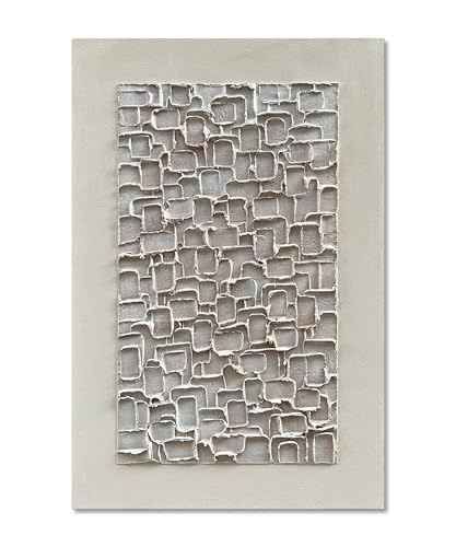 Limiyer Art Hand Painted White Minimalist Art Oil Painting Modern Abstract Thick texture Art Oil painting Home wall decoration 45x30 inches - color: YI067