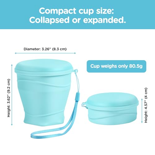8.8oz/260ml Collapsible Silicone Cup with Lid,BPA-Free,304 Stainless Steel Rim,Portable Cup for Travel,Camping, Hiking,Outdoor Sports (Light Green) - color: Light Green